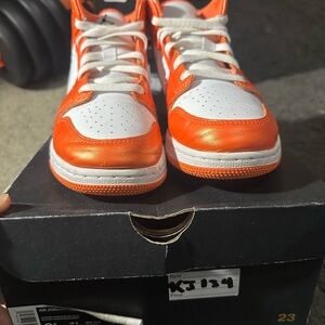 Nike Air Jordan 1 Mid Metallic Orange (GS) Sneakers Shoes Girl's Size 6.5Y
